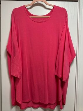Susan Graver Bright Pink Weekend Essentials Scoop Neck Top